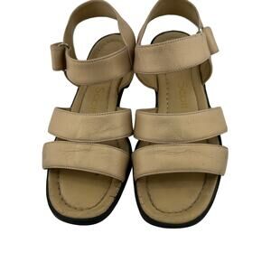 Vintage Laura Scott Beige Leather Sandal Easy Closure 6.5M